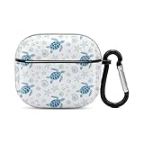 BiCca Turtle, Sea Stars and Shells Case for Apple AirPods 3 Case 2021, PC Hard Protective Case for AirPods 3rd Generation Case with Keychain, Front LED Visible, style-2