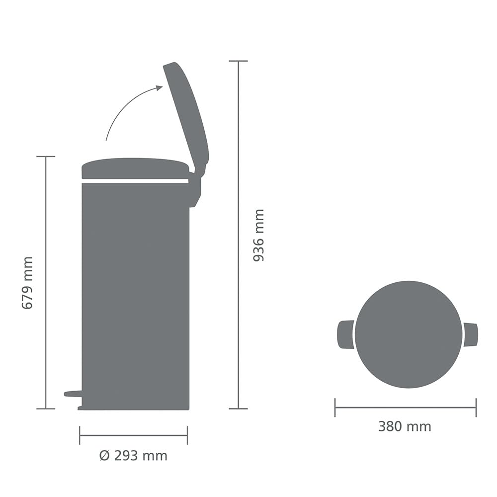 Brabantia NewIcon 30L cubo de basura cocina (Lilac Pink), papelera cocina con cierre suave e interior extraíble, cubo basura pedal grande con base antideslizante y bolsas PerfectFit, 29x38x68 cm