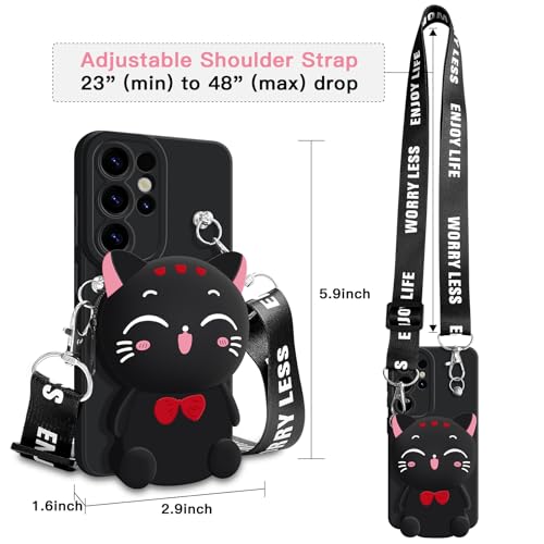 SGVAHY for Samsung Galaxy S26 Ultra Case, Cute Black Lucky Cat Coin Purse Fancy Phone Case for Women Girls with Crossbody Strap Kawaii Soft Silicone Cover for Galaxy S26 Ultra by SGVAHY - Used condition - Image 2