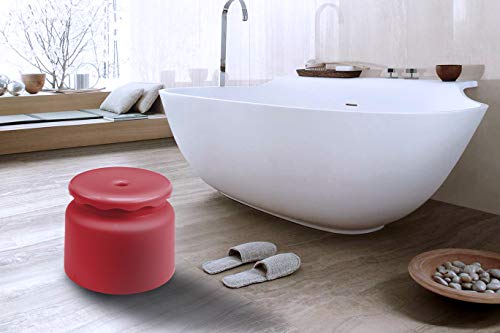Image of All Time Plastics Frosty Bathroom Stool, Red
