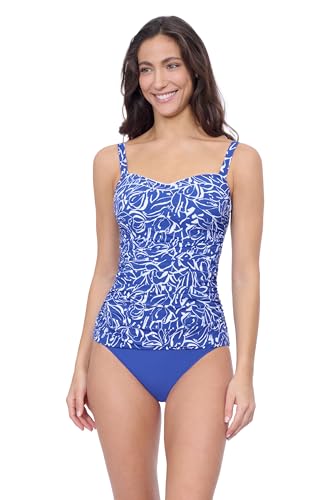 Profile by Gottex Womens Royal Blue E Cup Tankini Bathing Top with Underwire Foam Cups and Front Lining Swimwear Essential