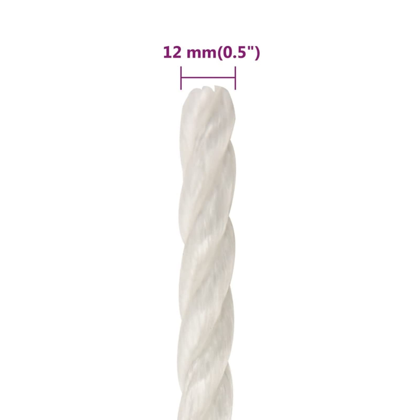 Tidyard Polypropylenseil, Arbeitsseil, Bootsseil, Festmacher, Faserseile, Flechtleine, Seile, Weiß 12 mm 500 m Polypropylen