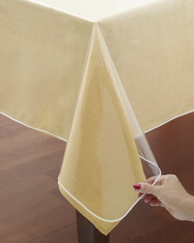 American Linen 90" Round Waterproof Plastic Table Cover Crystal Clear Pvc Tablecloth Protector Desk Protector For Coffee Table, Dinning Table-Transparent Plastic Tablecloth #TOP1