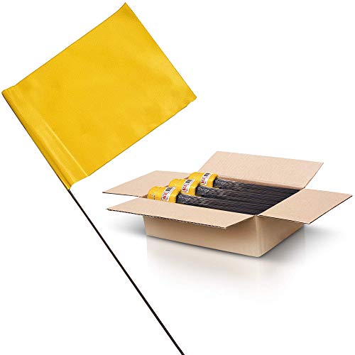 Yellow Marking Flags 1000 Pack - ACE Supply - 4x5-Inch Flag on 15-Inch Steel Wire - Yard Flags, Marker Flags for Lawn, Irrigation Flags, Lawn Flags Markers, Landscape Flags, Survey Flags, Sprinkler Flags, Compatible with Invisible Fence Flags
