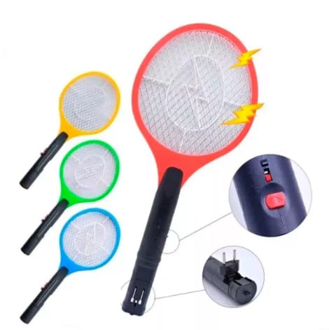 Raquete Elétrica Recarregável Bivolt 110/220v Mata Pernilongos, Mosquito e insetos em geral com Botã