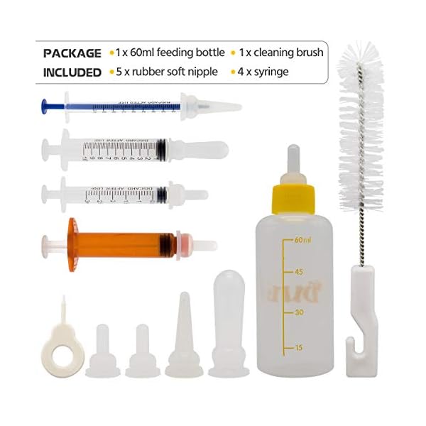 FJNATINH-Kitten-Puppy-Feeding-Bottles-Newborn-Small-Animals-Milk-Bottles-for-Nursing-with-Replacement-Nipples-Pet-Feeder-Set Small Animals Milk Bottles for Nursing