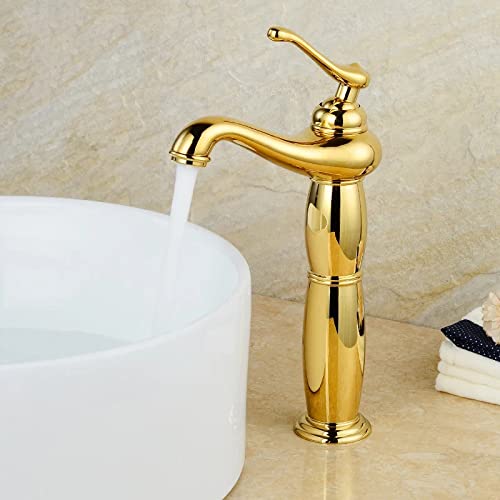 Grifo de baño vintage dorado con monomando retro 4