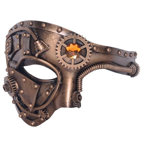 VIULIKT Steampunk Mask Black Mens Venetian Masquerade Masks for Halloween Costume Mardi Gras Ball Decorations Handcrafted.