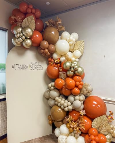 Image of 160Pcs Fall Balloons Garland Arch Kit - Orange Coffee Brown Gold White Sand Boho Latex Balloon for Autumn Birthday Hello Fall Little Pumpkin Baby Shower ThanksGiving Themed Party Decorations