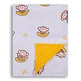 Donsonny Baby Blanket for Boys Girls Soft Minky with Double Layer Dotted Backing, Cartoon Printed 30 x 40 Inch Toddler Blanket (Monkey)