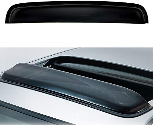 LONGKEES 37.8" 980mm Moon Sunroof Wind Deflector Visor Black Dark Smoke with Tape Universal Smoke Black Sun/Rain Guard for Sun/Moon Roof