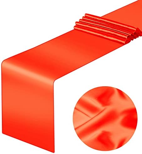12 Pack Satin Table Runner, 12 x 108 inches Long Satin Table Runner Multi-Color Suitable for Rectangular, Round Table Decoration, Weddings, Birthday Parties, Banquets, Graduation Ceremonies (Orange)