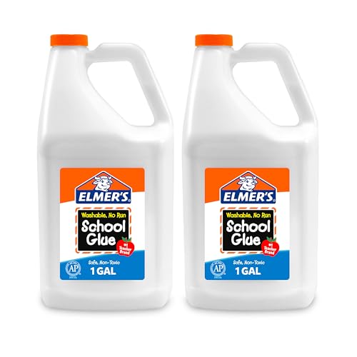 Elmer's White Liquid School Glue, 1 Gallon 2 Count, Washable, #1 Teacher Brand - Arts & Crafts, Teacher Supplies, Great for Making Slime
