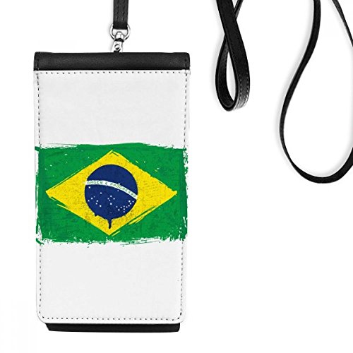 Cadeau original avec ce téléphone noir porte-monnaie drapeau Brésil