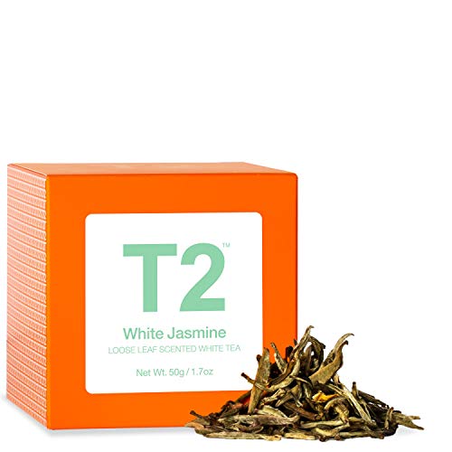 T2 Tea White Jasmine Loose Leaf Tea - Silver Needles & Sweet Jasmine Tea - Enjoy Hot or Iced, 1.7 Ounce (Pack of 1)