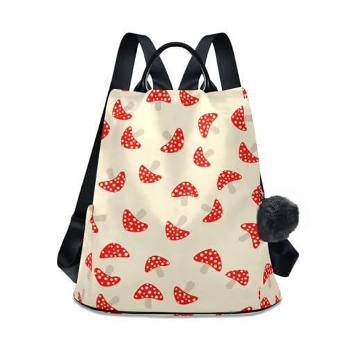 Sac à dos tendance femme avec système antivol et multipoche motif champignon
