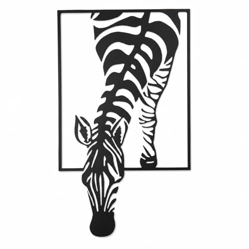 Zebra Metal Wall Art, Black Geometric Zebra Head Wall Decor, Modern Animal Wall Sculpture for Living Room, Bedroom, Office, Entryway Decor, 13.78 x 7.87 Inch