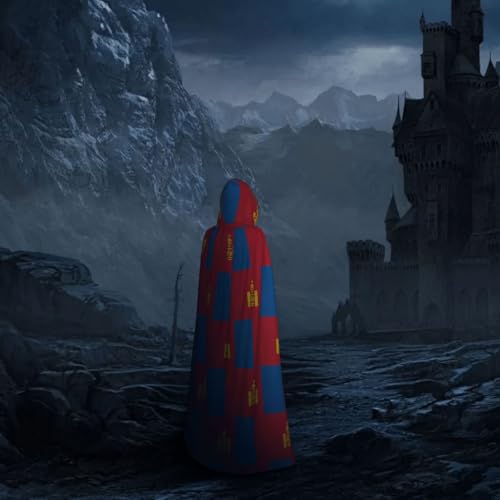 Cape à capuche médiévale au motif drapeau mongol pour carnaval