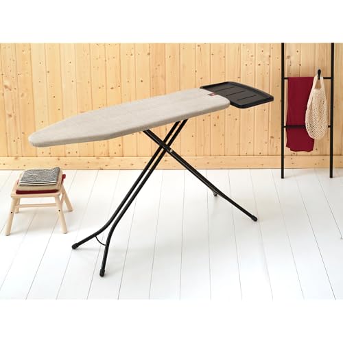 Brabantia Size B Ironing Board (49x15 in) 7 Height Options, Solid Steam Unit Rest Holder (Denim Gray) Non-Slip Feet, Anti-Collapse Child Locks