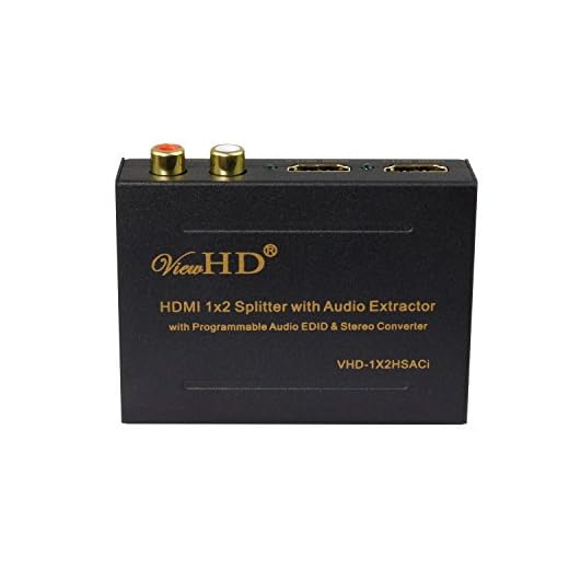 ViewHD 1x2 HDMI Splitter with Integrated Audio Extractor with Optical and RCA L/R Stereo Outputs | VHD-1X2HSACi