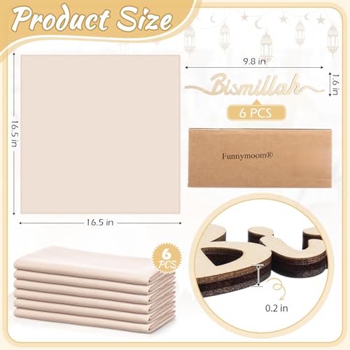 Set 6 Servilletas de Tela y Decoración de Madera Ramadan miniatura 2