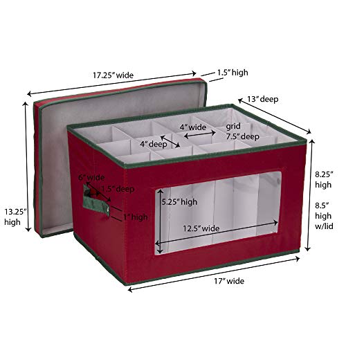 Household Essentials 540Red Holiday China Storage Chest With Lid And Handles, Cocktail Glasses And Red Canvas With Green Trim, 1 Count (Pack Of 1), Red & Green #TOP6