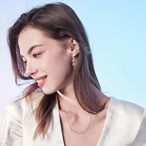 Fancime Drop Dangle Earrings For Women 925 Sterling Silver White Gold Plated Dainty Simulated Diamonds Wedding Promise Anniversary Party Prom Flower Jewelry Christmas Gifts For Bridal Bridesmaid #TOP2