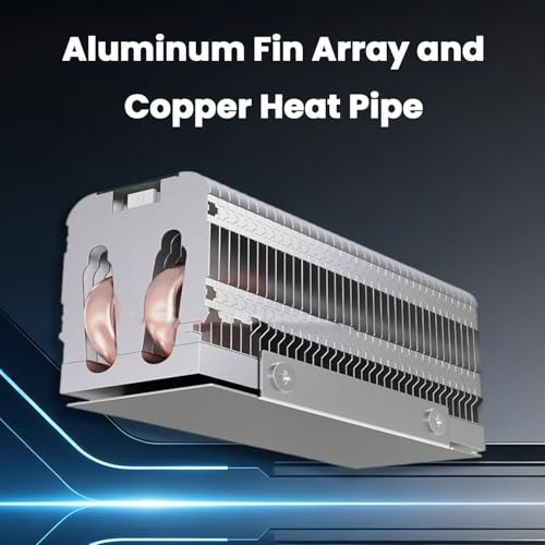 Image of ZORBES M.2 2280 SSD Heatsink with Digital Temperature Display, High Performance Aluminum Fin & Copper Heat Pipe Cooler for PCIe 4.0 /5.0 NVMe SSD, Thermal Cooling Solution, 11x5x8x3.5cm
