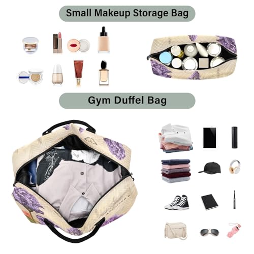 Kigai Retro Lavender Duffle Bag Versatile Travel Duffel for Men and Women, Carry On for Weekend or Overnight Stay4