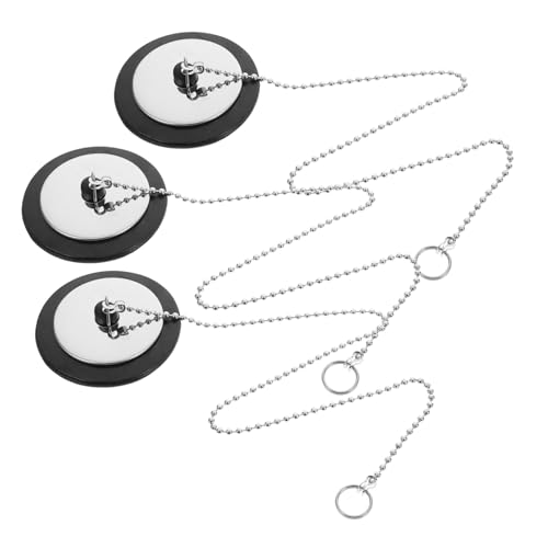 Beatifufu 3 Piezas De Tapa De Baño Topes De Goma Tapones De Goma del Lavabo De La Cocina Tapón De Drenaje De Desagüe con Anillo De Tracción Y Cadena De Cuentas
