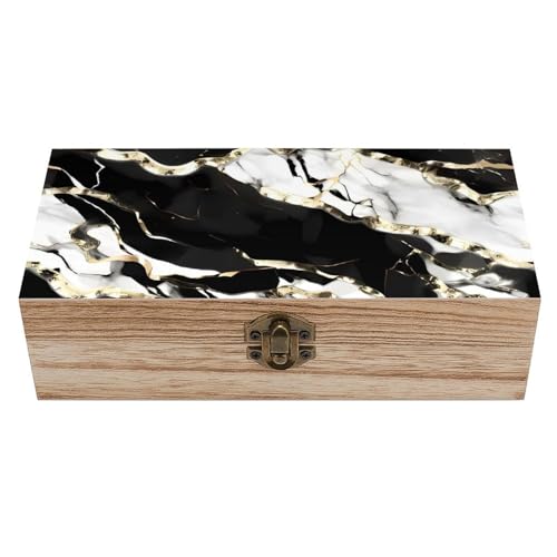 Boîte de rangement en bois couvercle marbre coffret bijoux