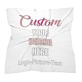 WIORUTI Custom Silk Scarves for Women Personalized Fashion Satin Scarf with Image Text Logo Large Square Headscarves Hair Scarfs Accessories Classic, White-25x25 Inch