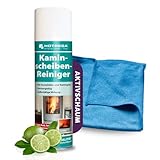 HOTREGA Kaminscheibenreiniger 300 ml | Selbsttägiger Kaminglasreiniger | Löst Ruß, Rauchharz & Fett selbsttätig | inkl. Microfasertuch