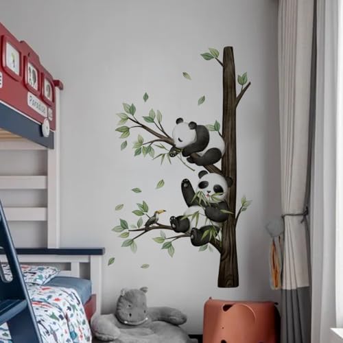 Panda Wall Sticker，Cute Cartoon Panda Wall Decal，Removable Cartoon Panda on The Tree Branch Kids Room Wall Stickers Personalize Name Wall Art Sticker，for Nursery Playroom Bedroom Decoration by HJKlove - Used condition - Image 6