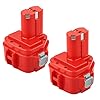 Power-XWT 12 1233S, 2 stuks, 12 V, 3,0 Ah, Ni-MH, gereedschapsaccu voor 1220, 1222, PA12 1233S, rood, vervangende accu