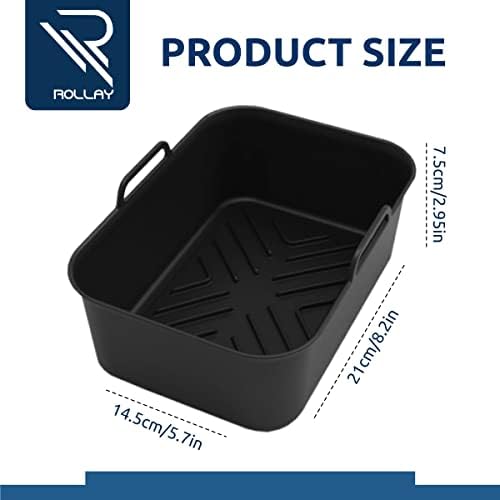 Rollay Large Silicone Air Fryer Liners for Ninja Dual Air Fryer AF400UK, AF451UK & AF300UK with Silicone Mitts, Reusable Air Fryer Silicone Liner & Accessories for Vortex/Salter/Tower (4PCS Set)