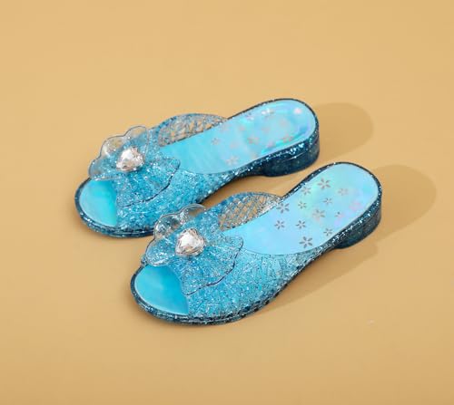 Image of Jelly Sandals for Girls Dress Slide Princess Frozen Inspired Elsa Flats Dance Party Cosplay Snow Queen Birthday Clear Slippers Summer Little Girls, Toddler Slip On