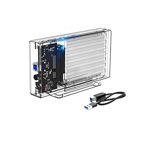 ORICO Boîtier de Disque Dur Externe Transparent 2,5 Baies USB3.0 à SATA I II III pour SSD 7-9.5mm HDD Support d'installation sans Outil UASP avec Adaptateur 5V2A