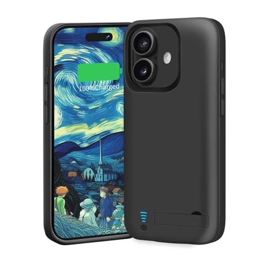 BAHOND Battery Case for iPhone 16 Plus, 6000mAh Rechargeable Extended Battery Charging/Charger Case, Add 100% Extra Juice (6.7 Inches) Black