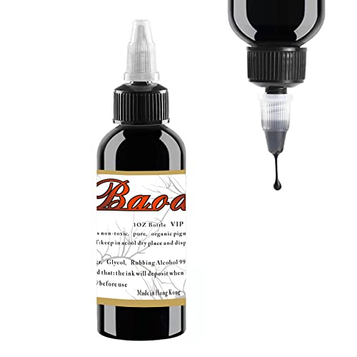 Tattoo Ink Black Liner, Tattoo Color Vegan Tribal, Micro Blade Pigment Tattoo Color Dark Black Professionelles Tattoo Zubehör/Temporäres Tattoo (Schwarz) (60ml) Cover