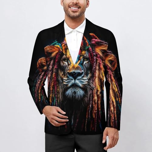 Reggae Lion Men's Slim Suit Long-Sleeve Prom Tuxedo Classic Two Button Business Jacket2