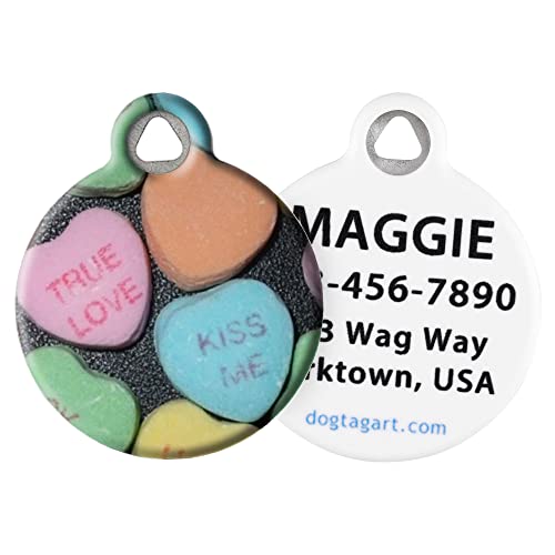 Dog Tag Art Valentine Candy Custom Pet ID Tag for Dogs (Large), Cute, Funny Valentine's Day Dog Tags and Cat Tags, Durable Personalized Dog Tags with Customized Identification Information