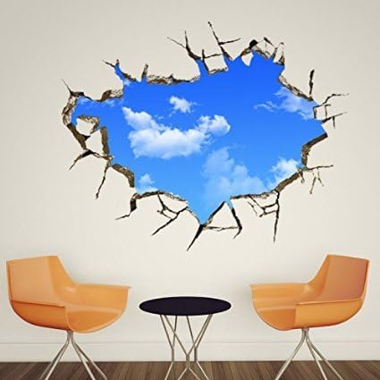 EMIRACLEZE Christmas Gift Holiday Shopping New Style Blue Sky in the House Removable Mural Wall Stickers Wall Decal for Room and Ceiling Home Decor by EmiracleZe