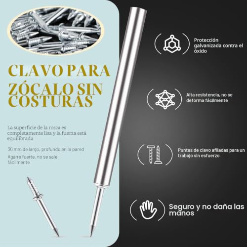 Miniatura 4 de Clavos Sin Costuras De Doble Cabeza 200 Pcs Clavos Para Rodapies Con 2 Herramienta De Manga Para Chapas De Madera 200pcs