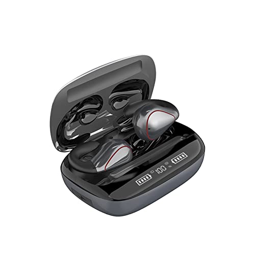 SCIJOY Bluetooth Kopfhörer In Ear, Mini Kopfhörer Kabellos Bluetooth 5.0 Stereoklang mit Mikrofon, Ohrhaken-Design, Aufladen mit USB-C,Grau Cover
