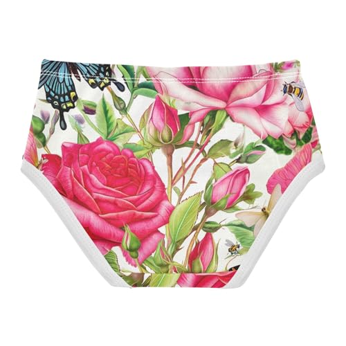 Cotton Toddler Girls Underwear Botanical Roses Butterflies Retro Panties for Girl Fun Briefs Underpants 2t2