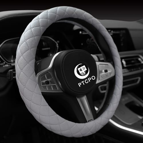 PTCPO Soft Car Steering Wheel Cover for Sedan, SUV, Warm Luxury Velvet, Odorless, Universal, Anti Slip, Summer Winter, Gray, Large Size[15" 1/2-16"](39-41cm) by PTCPO - Used condition - US$15.08