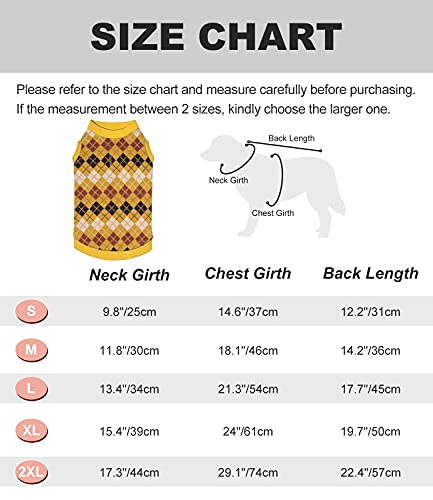 Kickred Dog Sweater Classic Argyle Pet Knitwear Pullover Vest With Leash Hole, Cold Weather Outfit Winter Clothes For Large Medium Small Dogs Boy Girl #TOP1