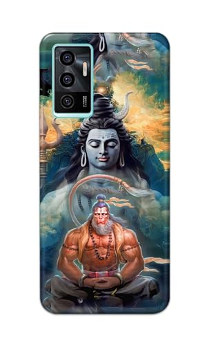 Image of Plastic Printfidaa Printed Hard Back Cover Case For Vivo V23E|V23E 5G|Vivo Y75 4G Back Cover (Lord Shiva And Hanuma) -112,Multicolor