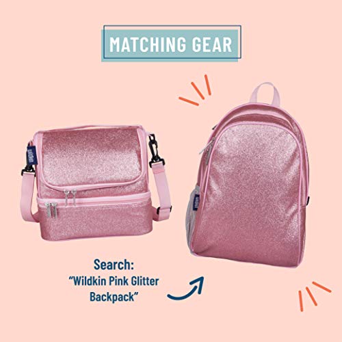 Wildkin Two Compartment Insulated Lunch Bag For Boys & Girls, Perfect For Early Elementary Lunch Box Bag, Ideal Size For Packing Hot Or Cold Snacks For School & Travel Lunch Bags (Pink Glitter) #TOP3